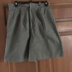 Olive green pleated shorts